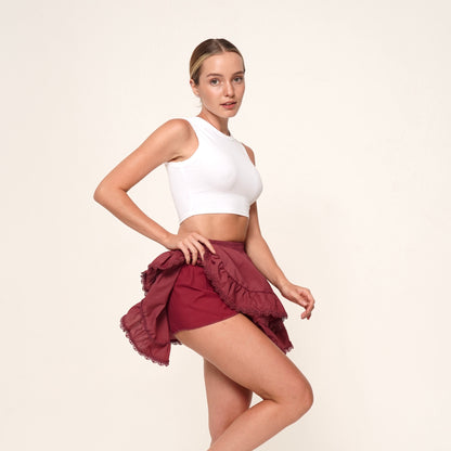 WOMEN'S SKIRT-SHORT FRILLS OLD WINE