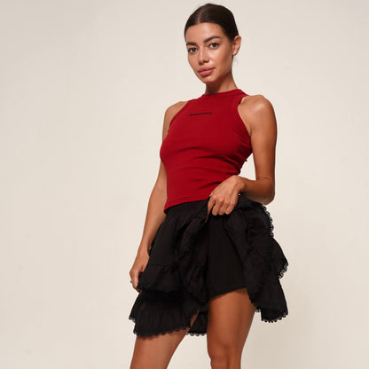 WOMEN'S SKIRT-SHORT FRILLS BLACK