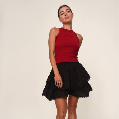 WOMEN'S SKIRT-SHORT FRILLS BLACK