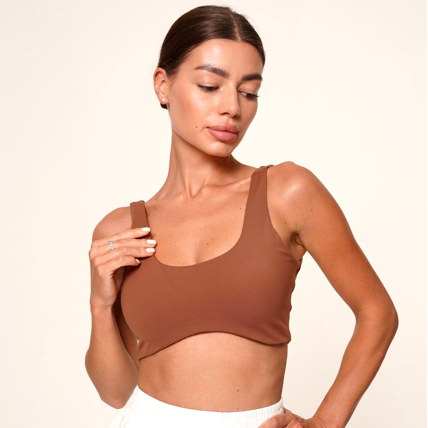 WOMEN'S TOP STRETCH BROWN