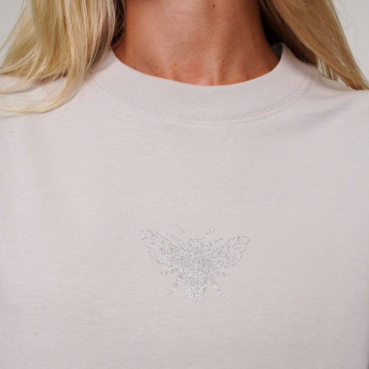 WOMEN'S T-SHIRT DIAMOND FRONT BEE GRAY