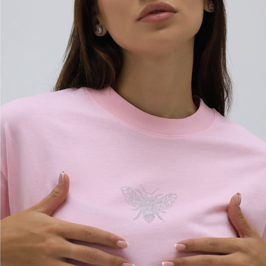 WOMEN'S T-SHIRT DIAMOND FRONT BEE PINK